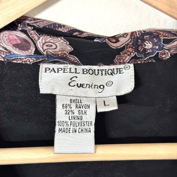 Vtg Y2K Silk Beaded Paisley Wrap Top Jacket Floral Tie Belt Whimsigoth Witchy - Picture 10 of 15